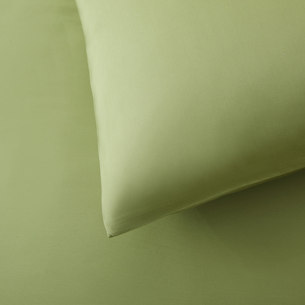 Premium bamboe kussenslopen - Soft Green - Close-up